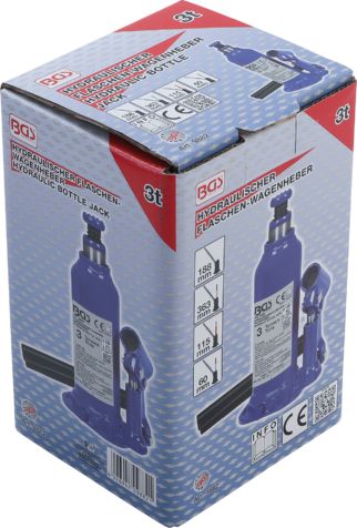 9882 - Cric à vérin hydraulique - BGS Technic - capacité de chargement 3 tonnes - avec soupape de sécurité et tige de piston télescopique_2