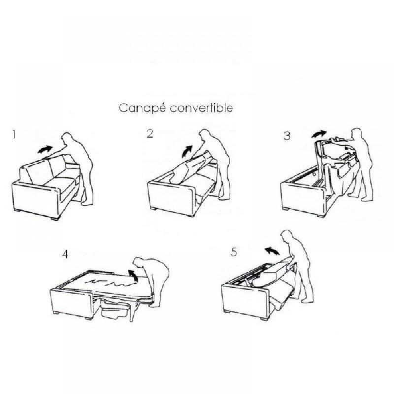 Canapé-lit club deluxe convertible express 120 cm - cuir taupe clair - matelas 16 cm haute résilience_2