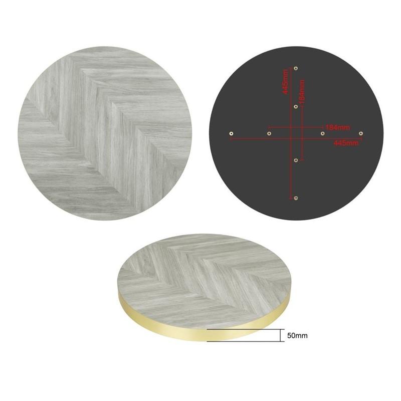 Plateau de table rond pré-percé Chevron 600mm | Bolero - FU511_2