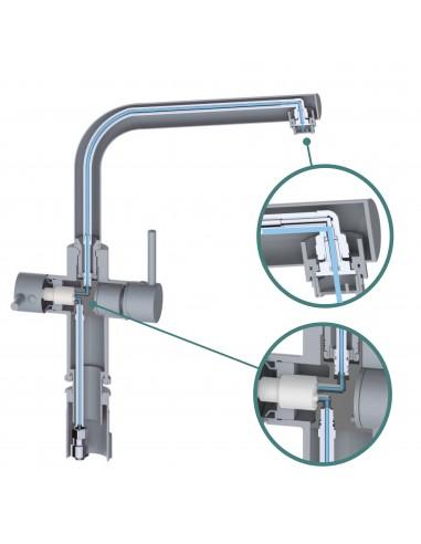 Robinet 3 voies bec HAUT - Métal Free - Eau filtrée et mitigée - Chromé_2