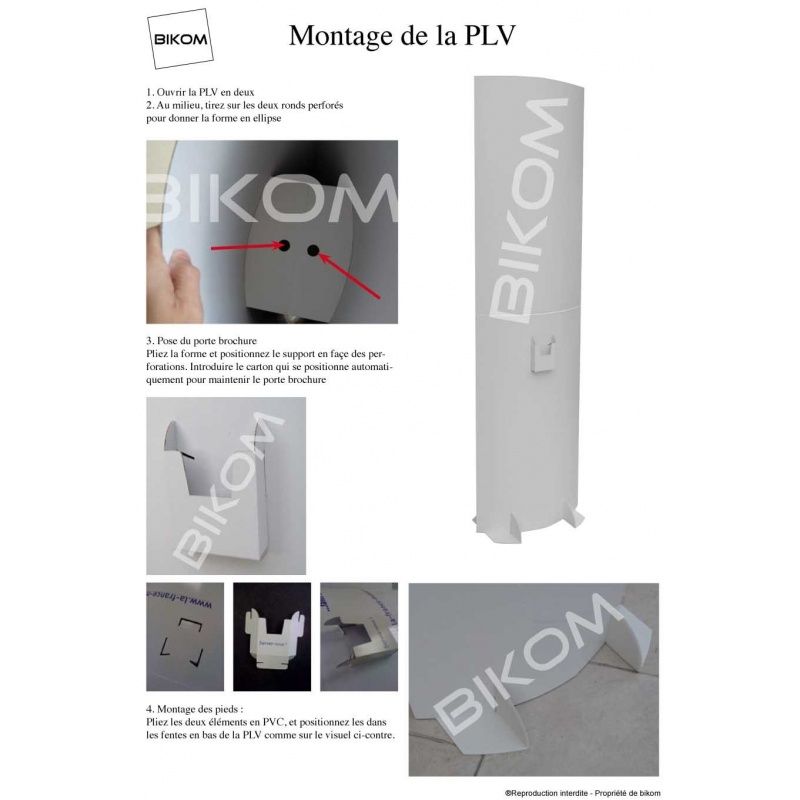 Totem en carton personnalisable - Bikom - 180 x 65 cm - Forme elliptique, pliable avec options de personnalisation_2