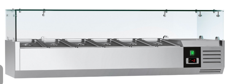 Saladette réfrigérée à poser 6 bacs gn 1/4 - vitrine à ingrédients de 140 cm_2