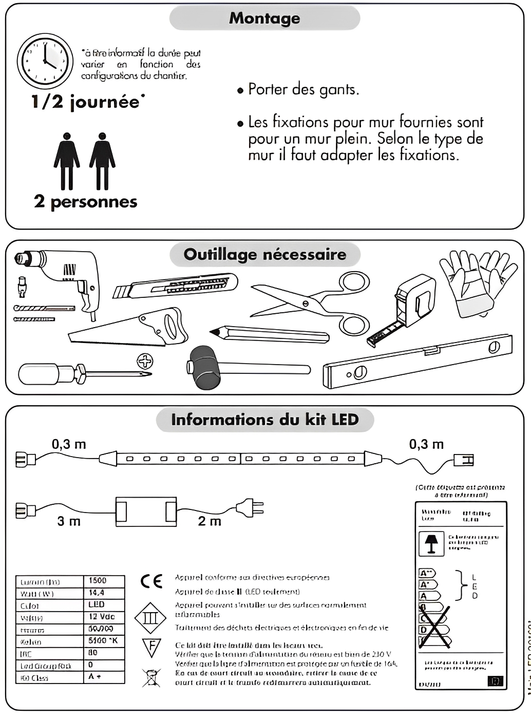 Main courante intérieure en bois avec bande LED