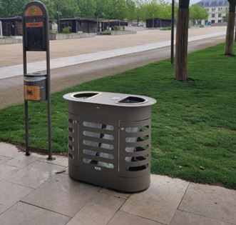 Corbeille Bi-Flux Calista - Acier, 2 supports-sacs 110L, verrouillage clé triangulaire - Collectivités_2