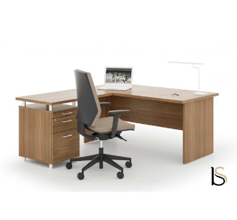 Bureau avec retour et caisson intégré Idea Pano - Quadrifoglio - 160, Chêne moyen , 2 tiroirs_0