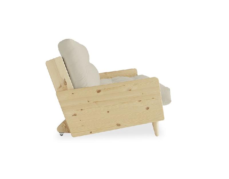 Canapé 3 places convertible Indie - Style scandinave futon beige - Couchage 130x190 cm - Karup_2