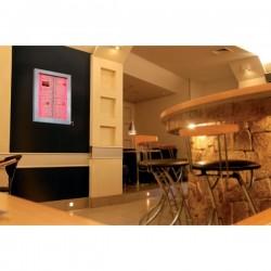 012602 - Porte-menu LED 4 x A4 en inox - Cus'Tom Shop - mural ou sur pied, vitre verre trempé, panneau magnétique_2