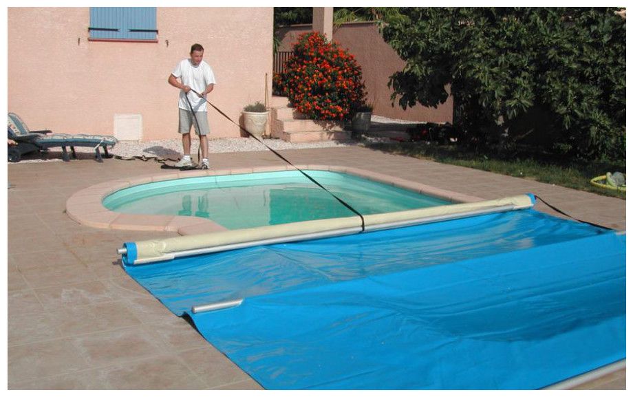 Bâche à Barres 4 Saisons Pool Barres Plage Bois Pvc Pour Piscine Rectangulaire Enterrée 11 X 5 M
