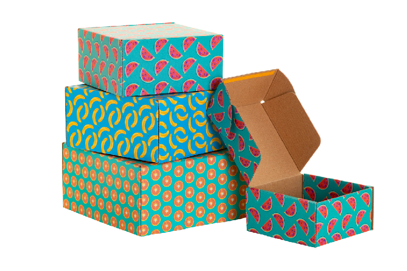 Boîte postale personnalisée en carton ondulé - carrée, imprimée en couleur avec bande auto-scellante_2