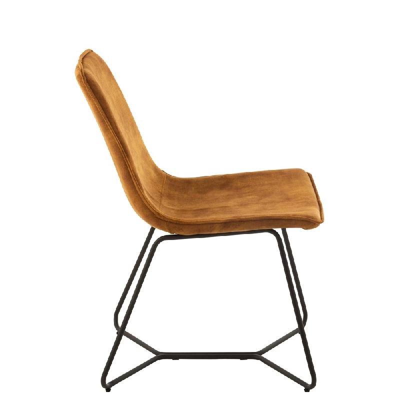 Chaise RATRI en velours ocre - pieds métal noir - style industriel - confortable et chic_2