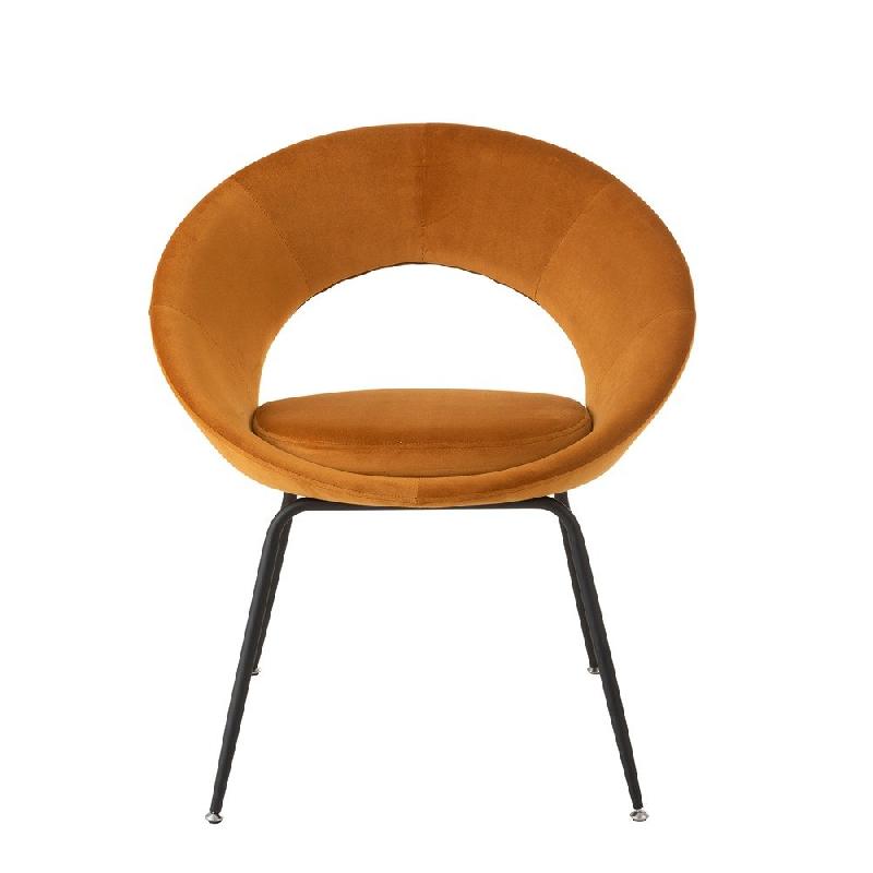Chaise salle à manger ronde TROE avec trou - modèle rétro ocre - structure métal et tissu_2