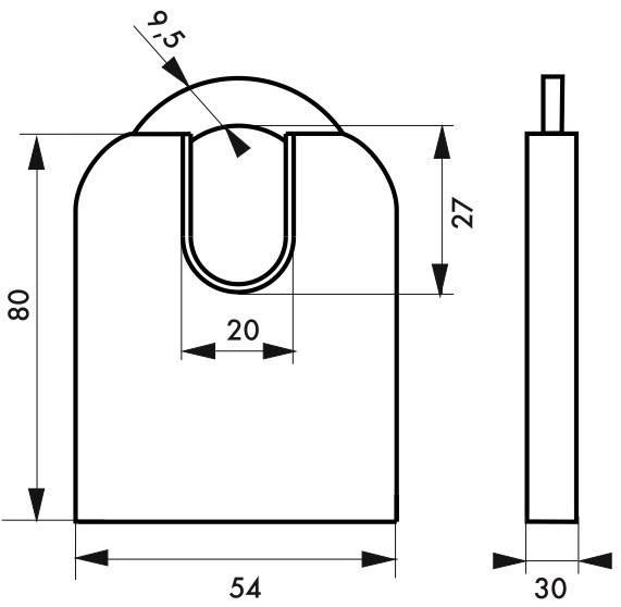 Cadenas à clé 720P - 54 mm - acier cémenté, anse molybdène et double verrouillage_2