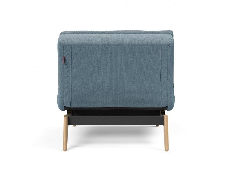 Fauteuil design Dublexo Eik convertible - Lit 90x115 cm - Pieds chêne naturel - Tissu Soft Indigo_2