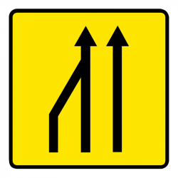 Panneau de voirie temporaire KD10A ex2G - Réduction des voies à gauche_2