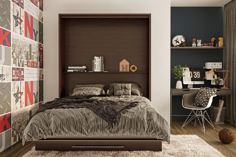 Armoire lit escamotable Mykonos Wengué - Couchage 160x200 cm - Ouverture assistée et design chic_2