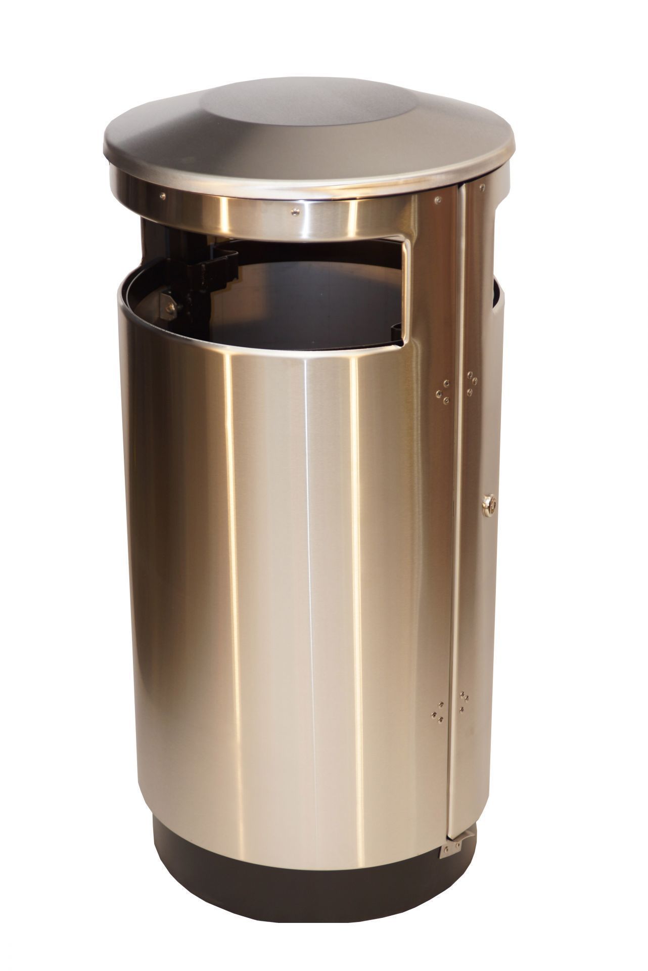 Corbeille publique en acier galvanisé ou inox 304 - Contenance 40L à 100L - Design robuste avec options cendrier et seau galvanisé_3