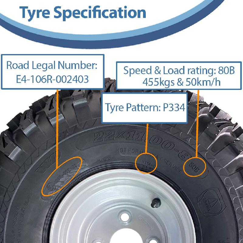 22x11.00-8 ATV Trailer Kit Utility Wheels Rims 35x35 ALKO Hub  Stub Axles 750kg_2