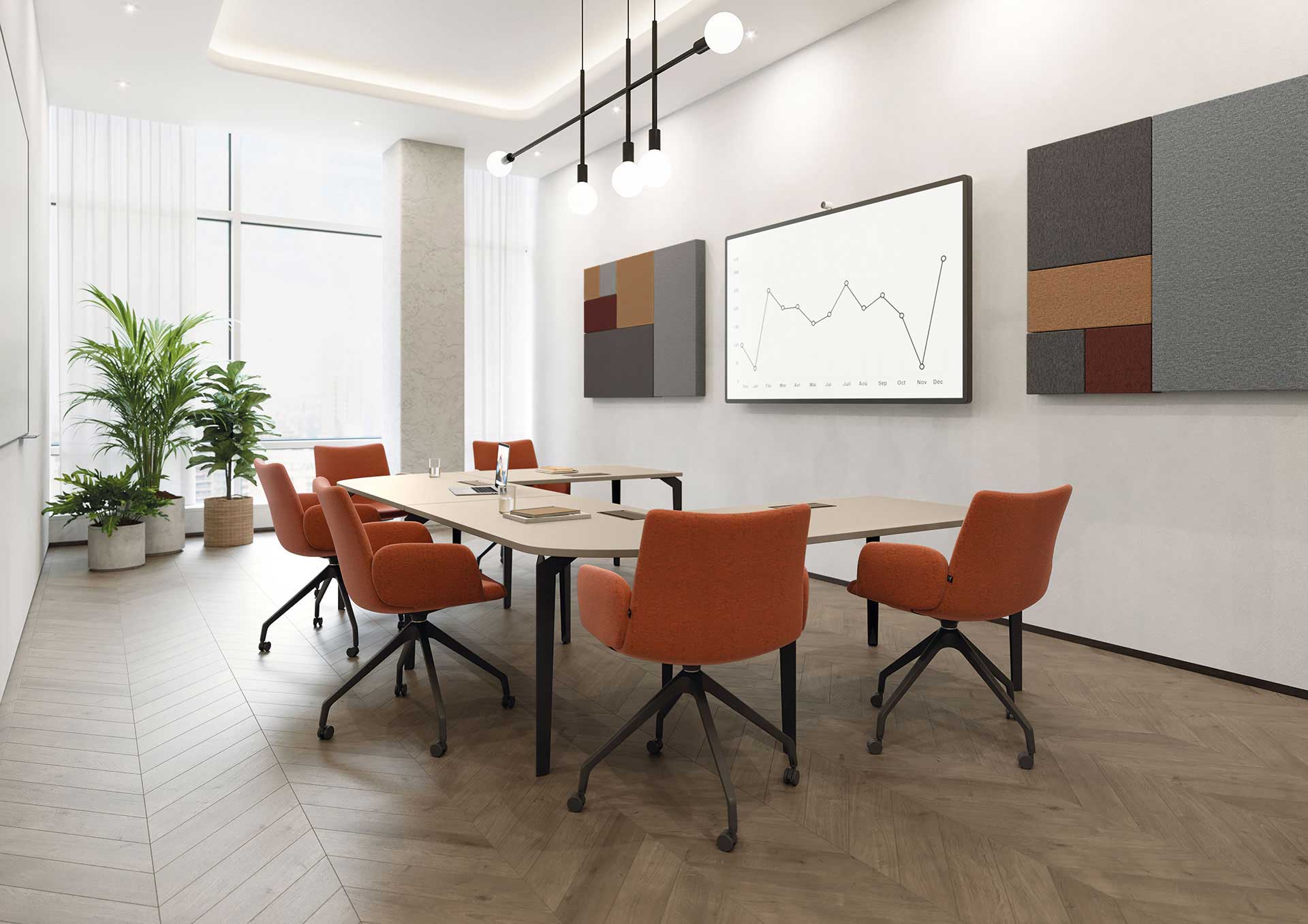 Table de salle de réunion Paris - piètement triangulaire design et élégant - différentes formes de plateaux et coloris_2