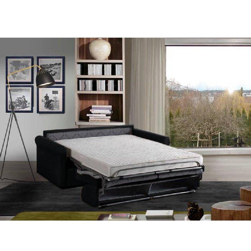 Canapé-lit 3 places Romantico convertible express - Matelas 16 cm - Polyuréthane noir - 140x197 cm_2