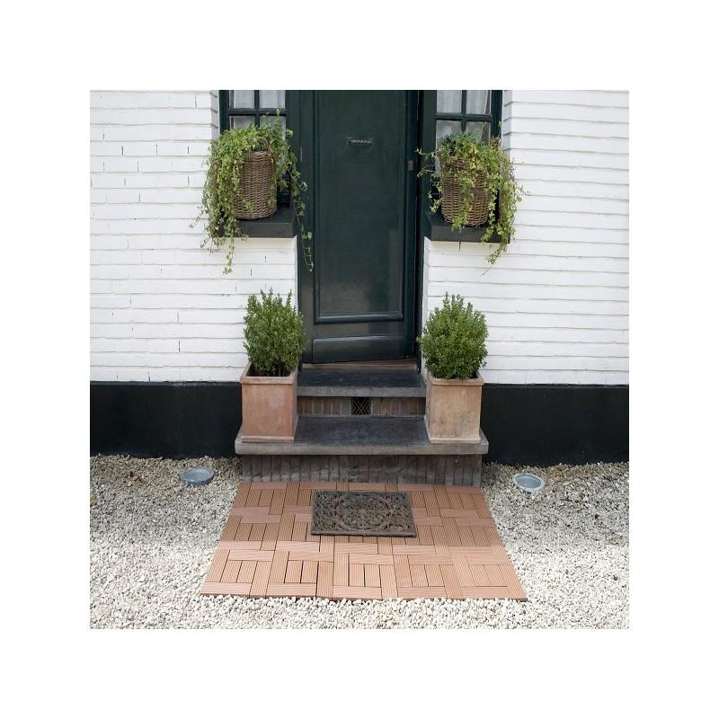 Dalle de terrasse bois composite Classic - 30 x 30 cm, coloris terre cuite, épaisseur 25 mm, surface couverte 0.091 m² par dalle, 11 dalles nécessaires pour 1 m²_2