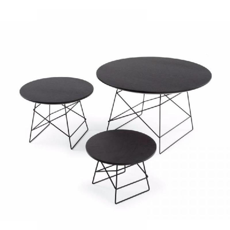 Innovation Living - Table basse design GRIDS taille M chêne wengé avec piétement en acier noir_2