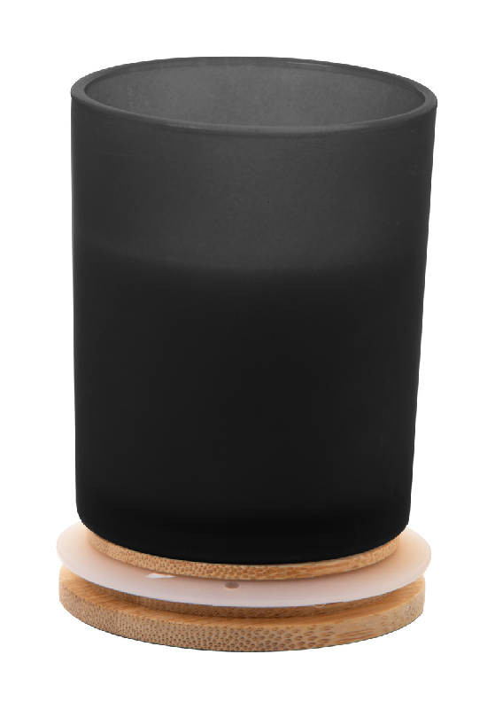 Bougie parfumée bois de santal - cire végétale - 200g - verre dépoli avec couvercle bambou_2