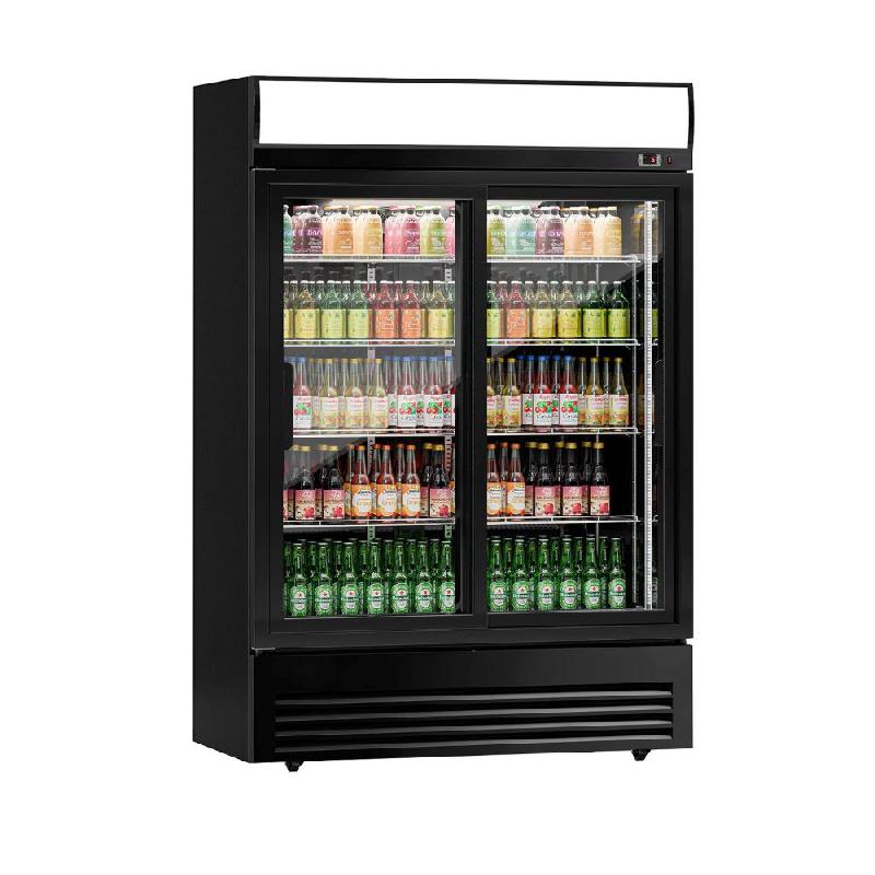 Armoire à boissons noire double portes coulissantes avec canopy - 880L_2