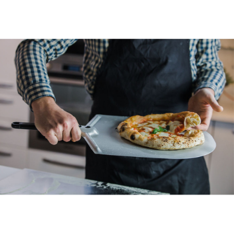 Pelle à pizza ronde pleine aluminium manche court - Ø 33 - Manche 25 cm - Gamme Amica | GI.METAL_2