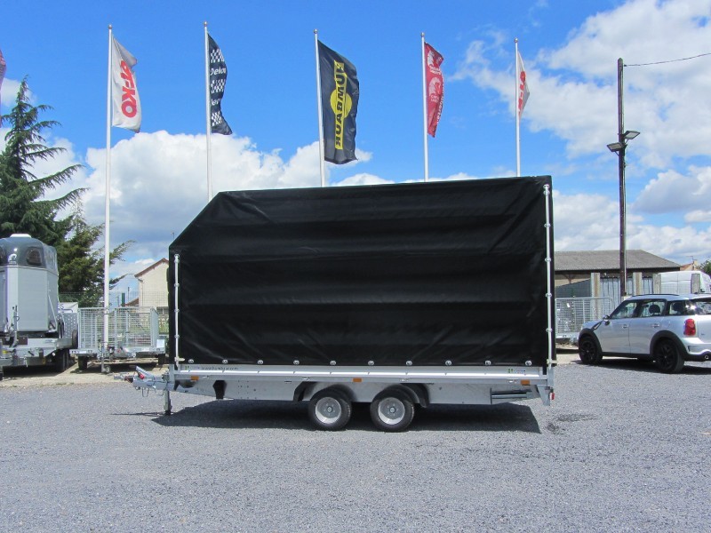 Remorque plateau - Humbaur HT 204121 / HT 254121 - 2 essieux, roues dessous, ridelles alu_2