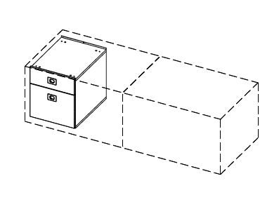Caisson de rangement pour crédence Officity. - 2 tiroirs, Argent_2