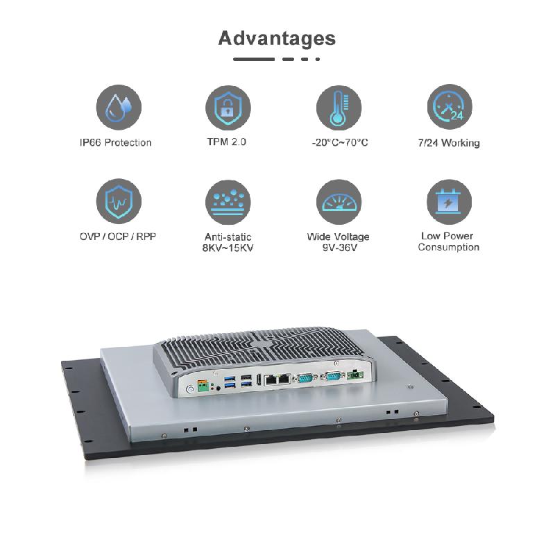 Panel PC industriel fanless 17 pouces 5:4 SXGA pour HMI, supervision et automatisation - EVI-17SRC - écran tactile capacitif, façade IP66_2
