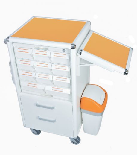 Chariot médical Carrydose KI CO - structure aluminium laqué - tiroirs 3L et 4,5L - table pliante et roues à frein_2