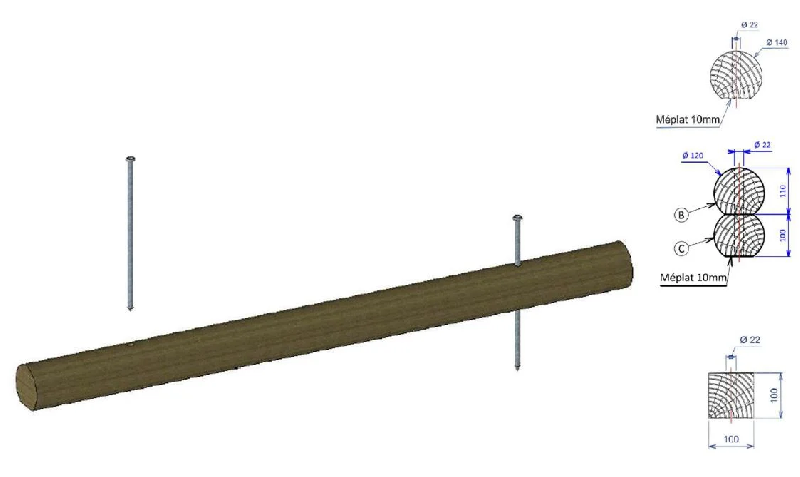 Butoir en bois rond pour parking_2