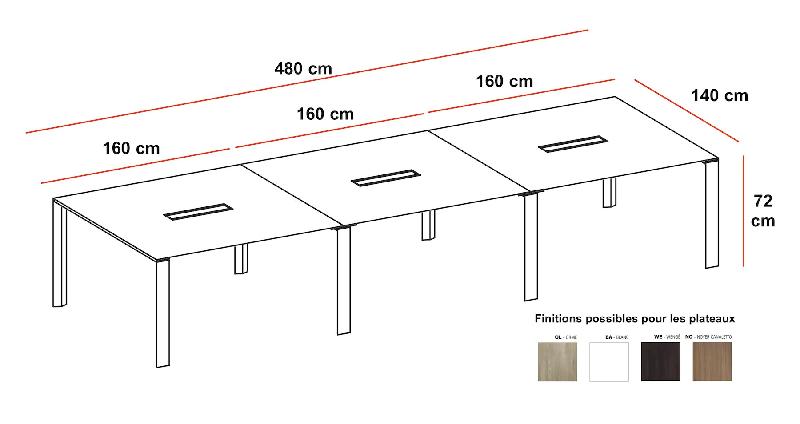 Table de réunion haut de gamme X7 - Officity - Chromé, Blanc, 480_2
