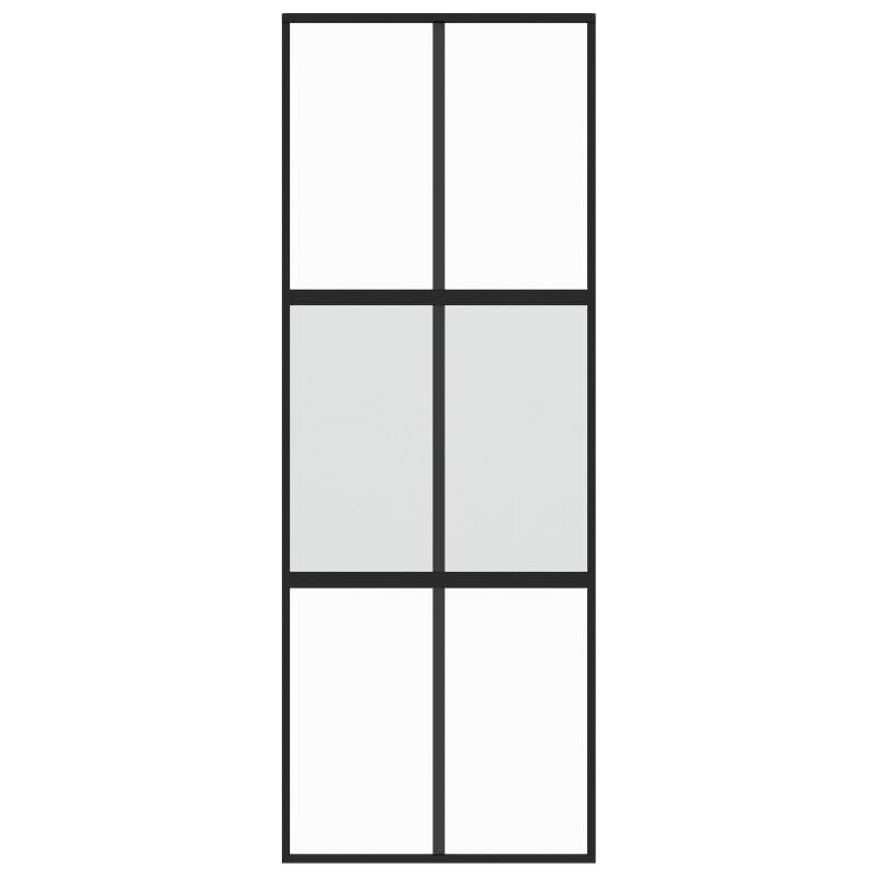 Vidaxl porte coulissante noir 76x205 cm verre trempé aluminium 155210_2