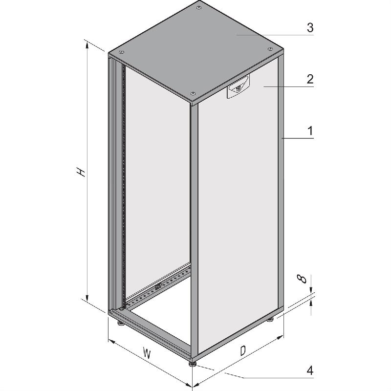 Armoire Novastar SCHROFF sans porte ni panneau arrière, Heavy-Duty, RAL 7021/7035, 1567H 553W 600D_2