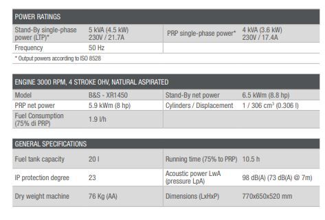 Ge s-5000 bbm groupe électrogène - mosa - fréquence: 50 hz_2