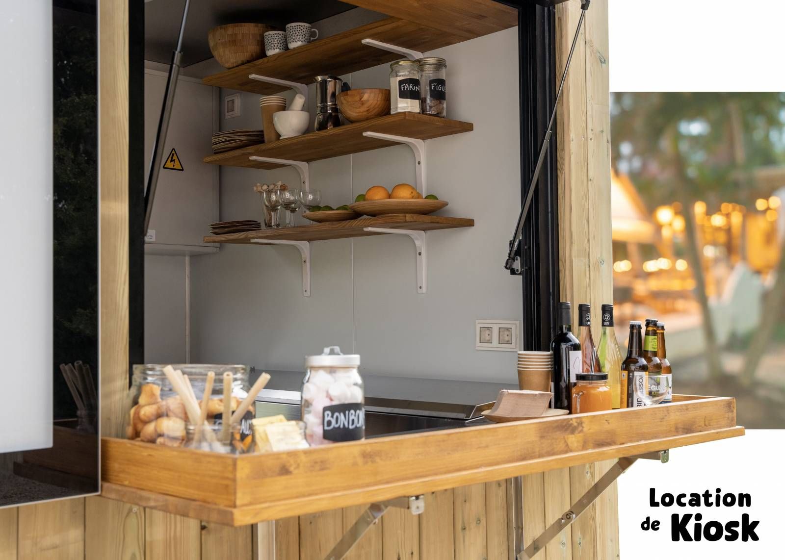 Kiosque Wooki Smart polyvalent pour événements culinaires