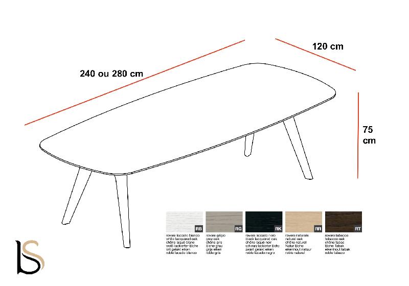 Table de réunion Rail en bois- Bralco. - Oui, 280, Chêne noir_2
