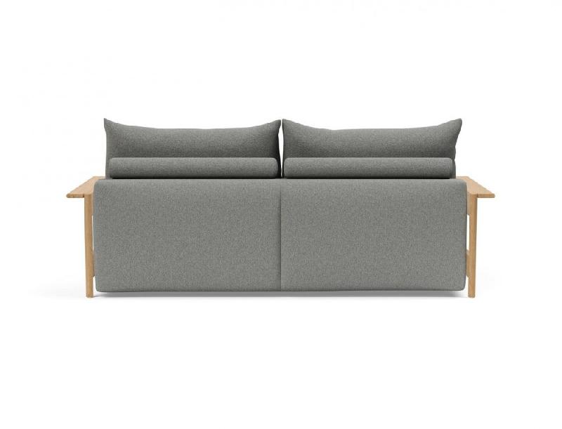 Innovation Living - Canapé design Malloy en chêne - Convertible lit 155x200 cm - Tissu bouclé Ash Grey_2