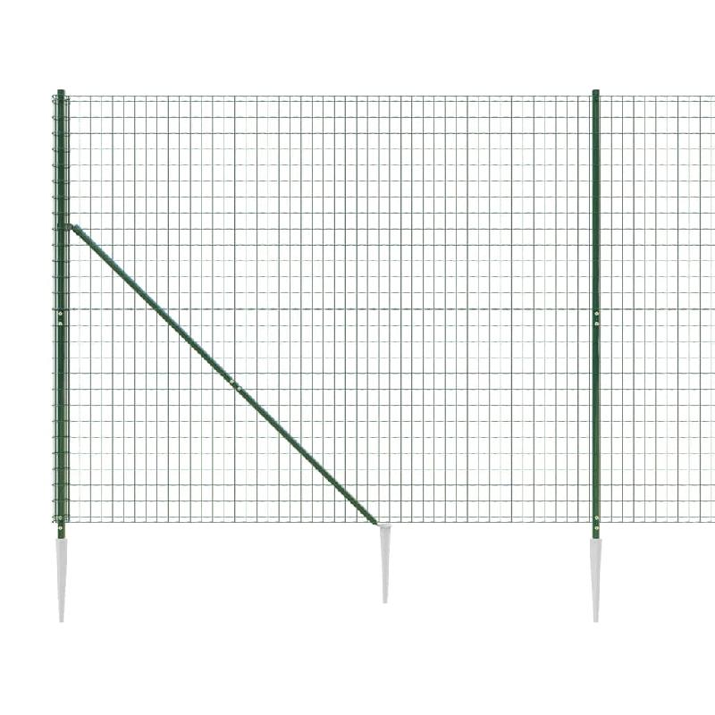Vidaxl clôture en treillis métallique et piquet d'ancrage vert 1,6x10m 154100_2