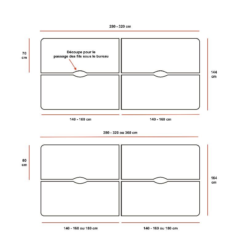Bureau 4 personnes Cosy Wood - Blanc, 280 x 144 cm_2