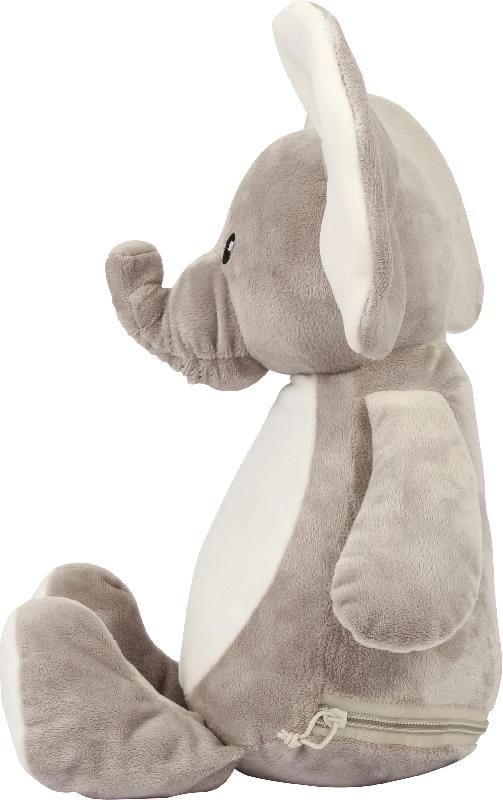 Peluche zippée éléphant - Réf: MM558 - 46 cm - Polyester - Conforme EN71_2