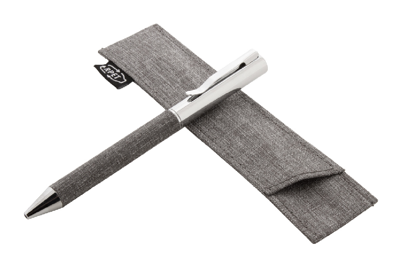 Stylo bille twist en métal - Corps en polyester RPET - Étui assorti - Encre bleue_2