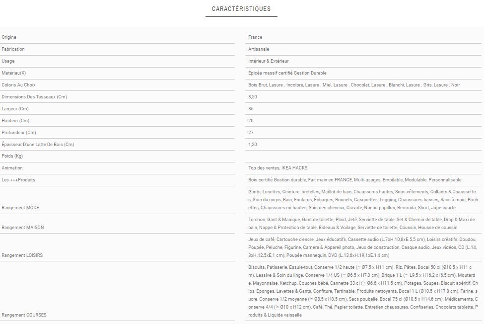 Billy-2 - Caisses en bois personnalisables pour étagères IKEA - L36 x H20 x P27 cm - Bois brut et 6 coloris de lasure_2