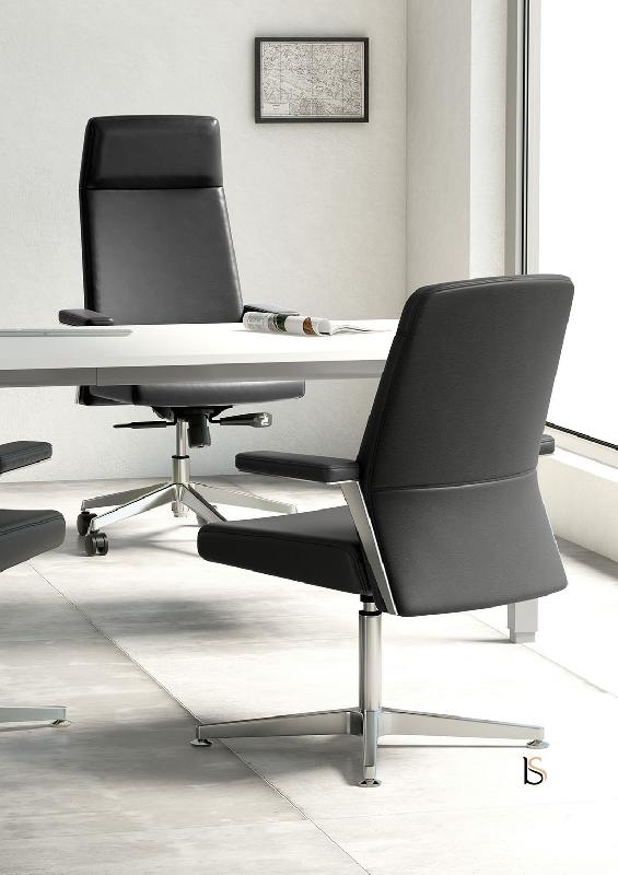 Fauteuil de réunion Teos - Mobel Linea - cuir noir, Monté_2