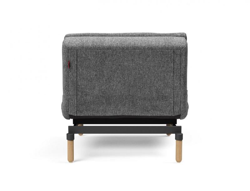 Fauteuil design Dublexo Stem convertible lit 90x115 cm - pieds obus chêne naturel - tissu Twist Charcoal_2