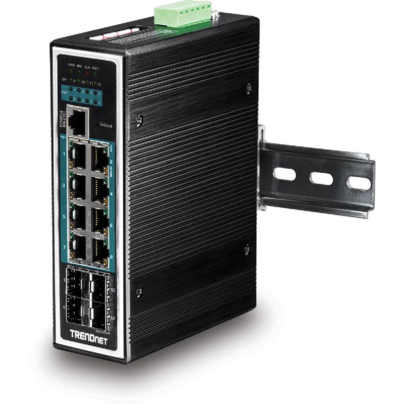 TRENDnet TI-PG1284i Switch Rail DIN géré PoE+ Gigabit industriel à 12 ports_2