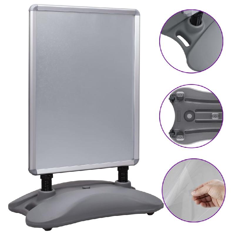 Vidaxl support d'affiche a1 à base d'eau gris alliage d'aluminium 51204_2