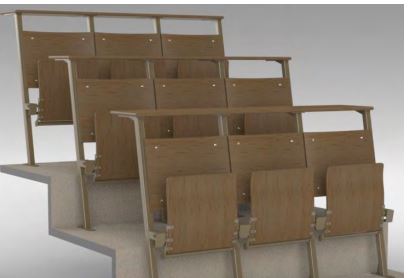 Fauteuil  d'amphithéâtre à piétement latéral avec assise et dossier ergonomique, tablette en contre-plaquéhêtre - NEWTON_2